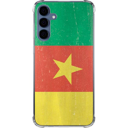 Cameroon Flag Distressed Galaxy A35 5G Clear Case